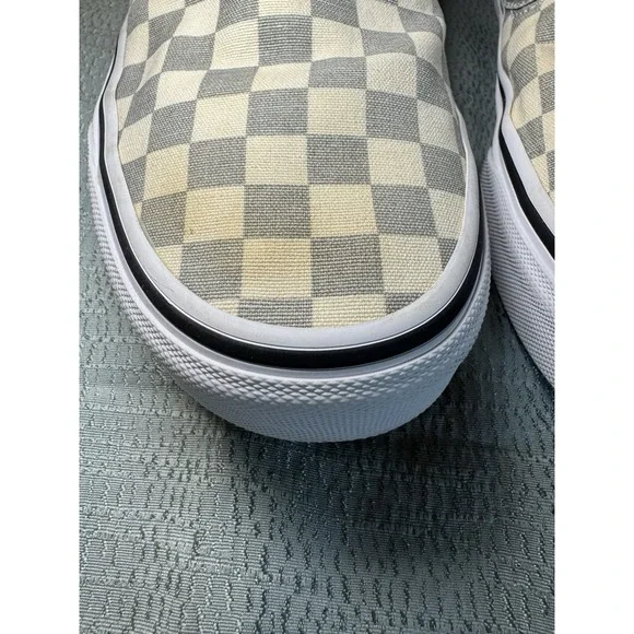 Vans Slip-On Checkerboard Skate Shoe Gray White Women's 9 Men 7.5 - Picture 2 of 13